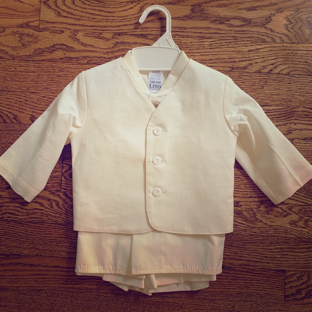 Toddler ivory shorts tuxedo